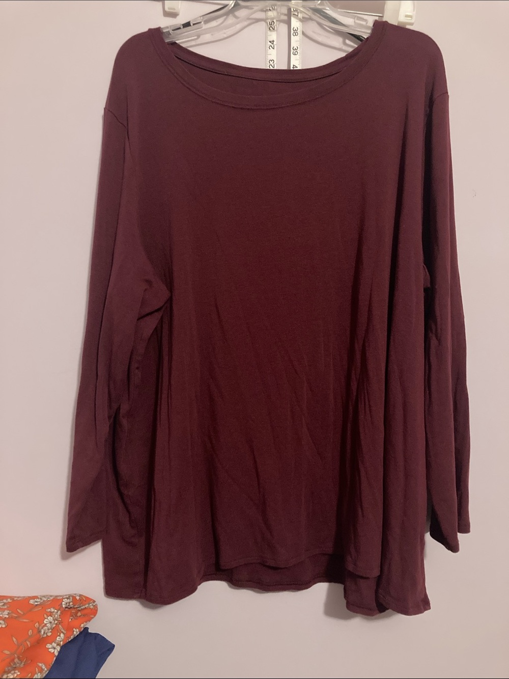 Ava & Viv Long Sleeve Boatneck Top in Plum